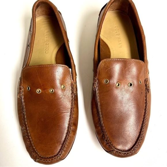 COLE HAAN Genuine brown leather driving loafers men’s comfort shoes size 9.5 main image 8